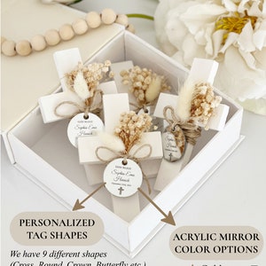 Personalisierter Magnet für die Taufe, handgefertigter Kreuzmagnet mit getrockneten Blumen, Mi Bautizo, Kommunionbevorzugung, Taufbevorzugung für Gast Bild 2