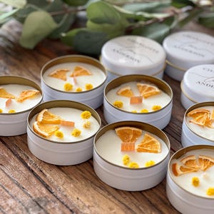 Custom Wedding Candle Favors: Vanilla Scented Soy Wax Candle With Dried ...