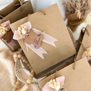 Borsa Kraft personalizzata per la doccia per bambini con orsacchiotto, borsa per bomboniere per battesimo, borsa regalo di benvenuto, borsa per gli ospiti, borsa regalo Kraft, una dolce borsa per bomboniere di ringraziamento