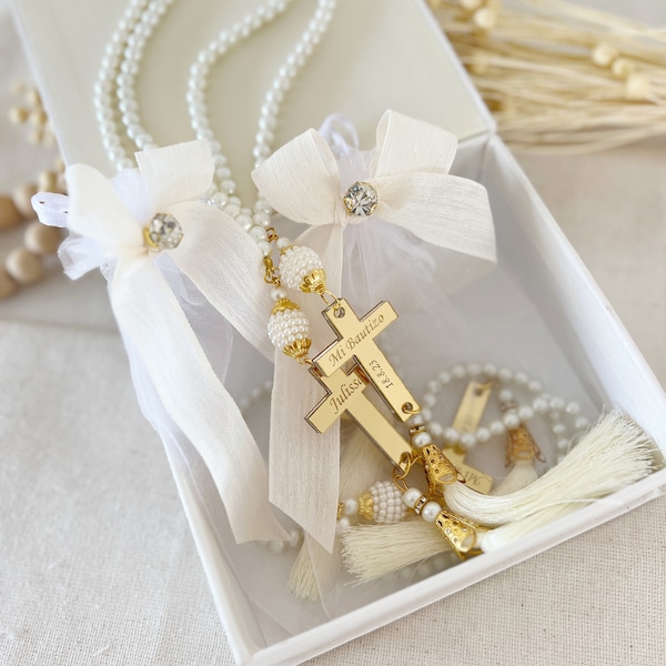 Personalized Baptism Gift Girl and Boy, Baptism Rosary Favors, Personalized Baptism Rosary Gift, Christening Favors, Communion Favors