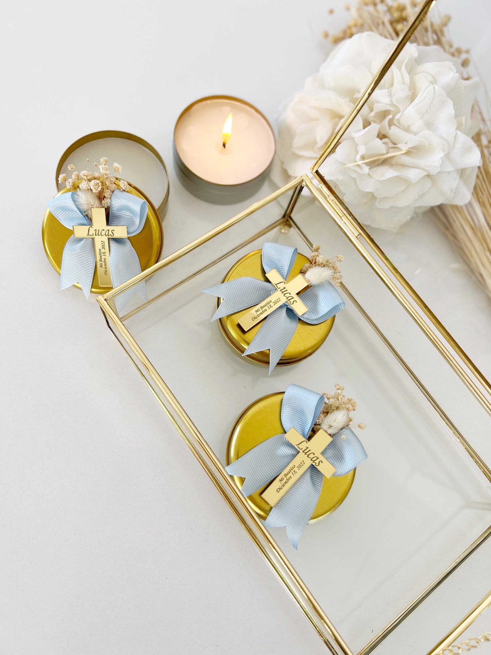 Silver Baptism Candle Favors Baptism Thank You Favors First Etsy