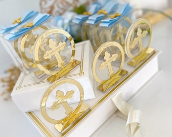 Golden Cross Baptism Favors, Baptism Decorations, Christening Favor, Communion Favors, Recuerdos de Bautizo, Personalized Cross Baptism