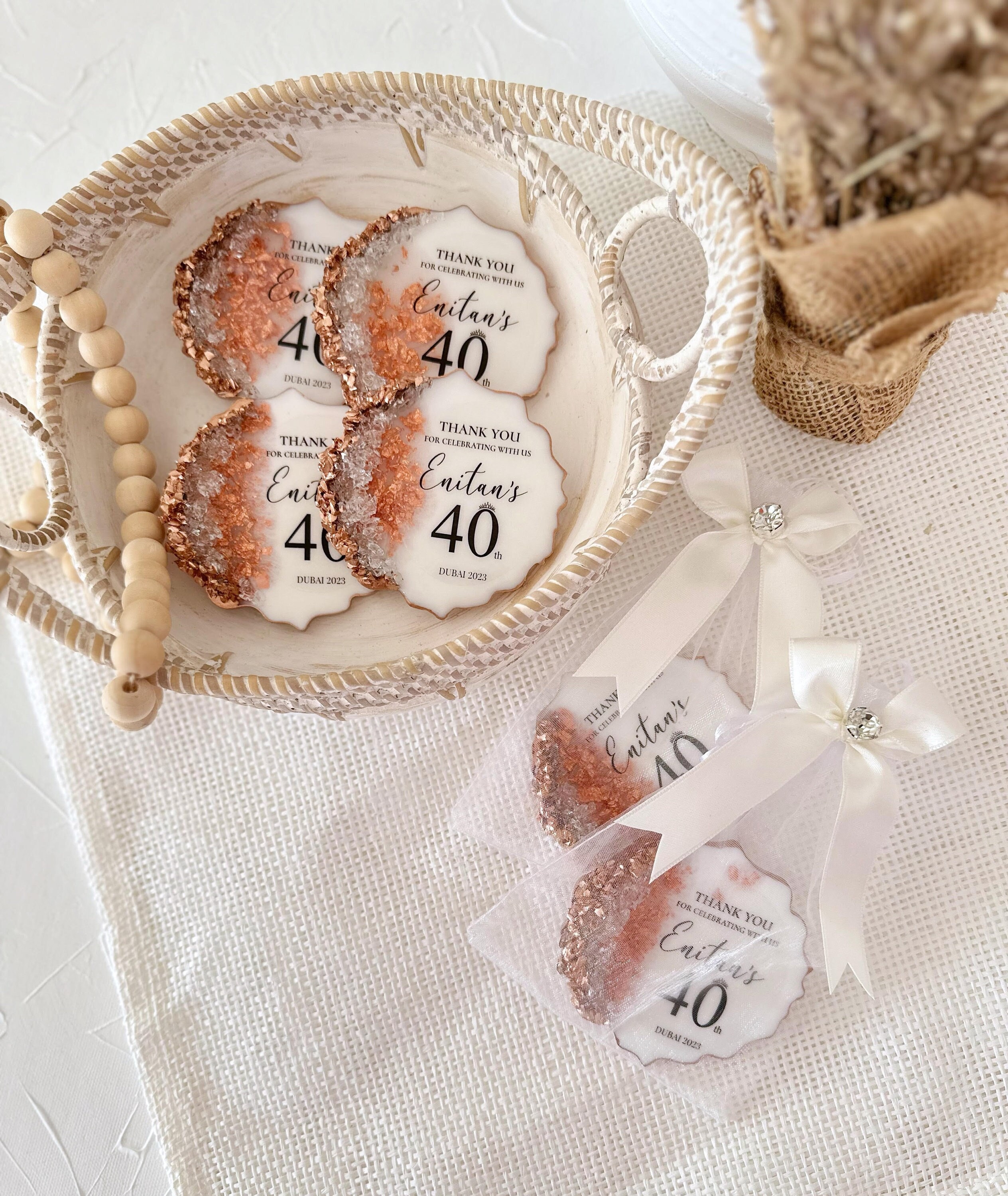 Rose Gold Anniversary Party Favors, Bronze Birthday Magnet, Personalized 30th, 40th, 50th, 80th, 90th, 100th Birthday Favor, Adult Birthday
