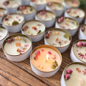 Custom Wedding Candle Favors: Vanilla Scented Soy Wax Candle With Dried ...