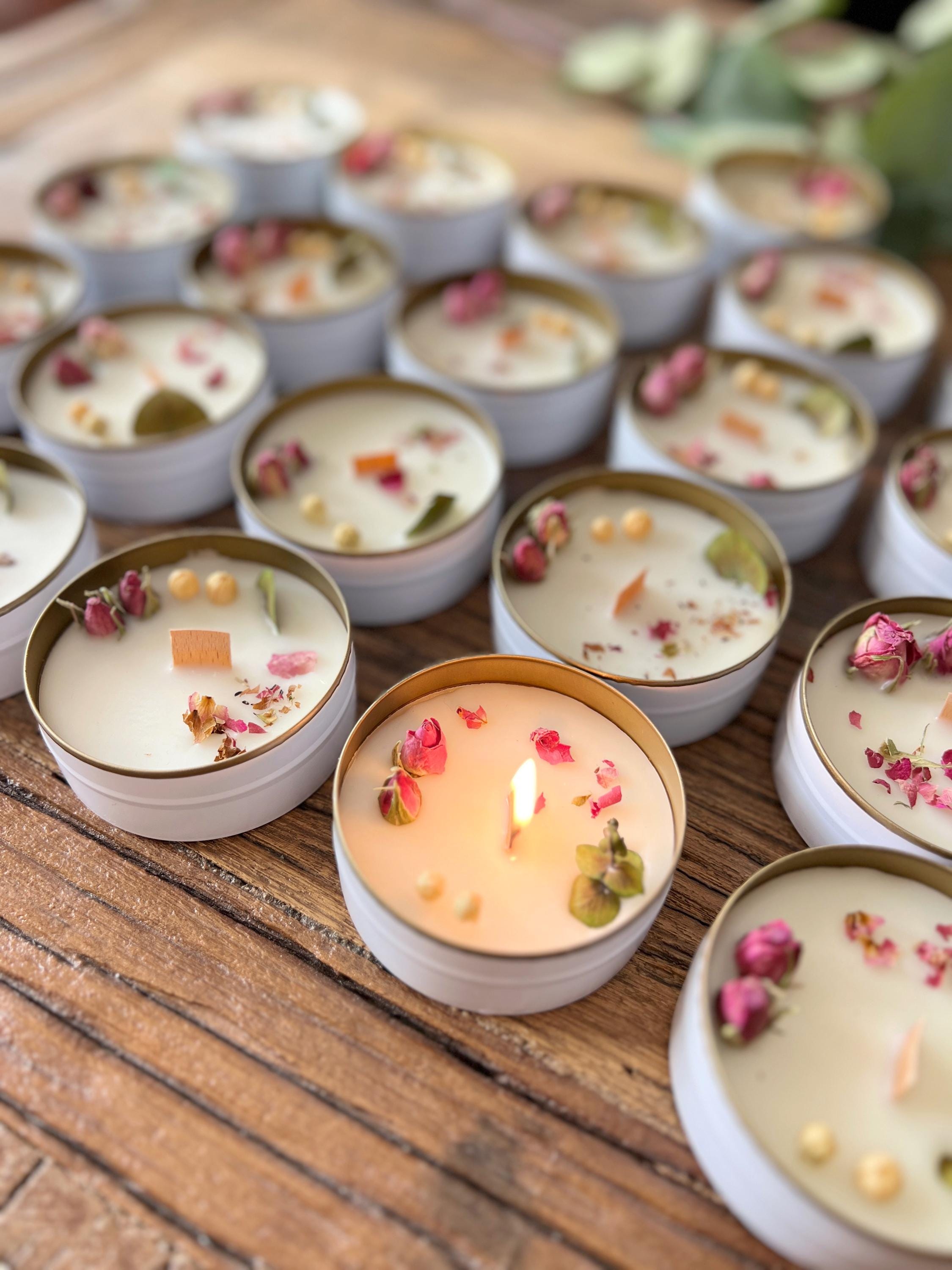 Custom Wedding Candle Favors: Vanilla Scented Soy Wax Candle With Dried ...