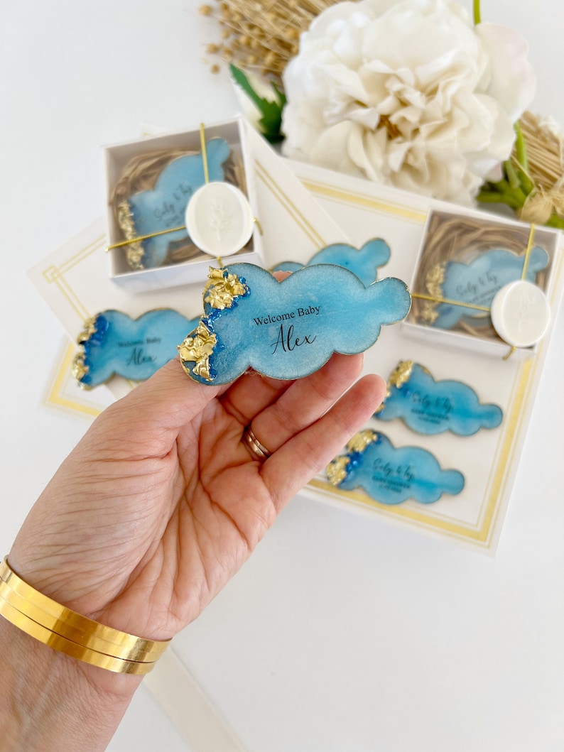 Custom Baby Shower Magnet Favors, Baby Shower Thank You Favor, Cloud Party Favors, Baby Girl Welcoming Gift, Welcome Baby Favor, For Guest image 6