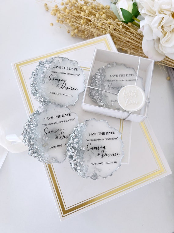 Personalized Silver Luxury Wedding Favors Save the Date - Etsy