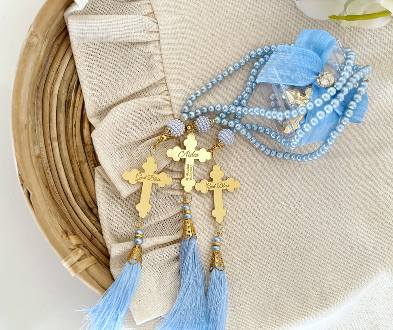 Baptism Rosary Favors, Personalized Baptism Rosary Gift, Christening Favors, Communion Favors, Personalized Baptism Gift Girl and Boy image 9