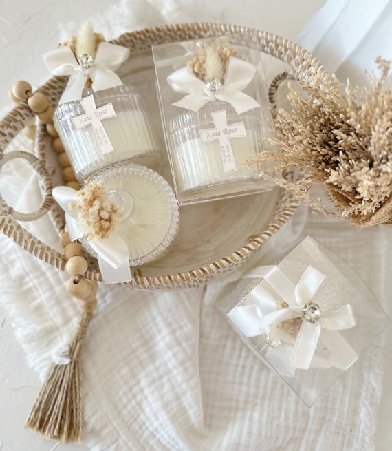 thumbnail image 2 of Baptism Candle Set In Spanish - 6-Piece Catholic Baptismal Set With Virgin Mary 2 of 11