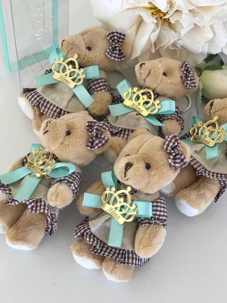 Teddy Bear Custom Keychain Bear Baby Shower Favors Etsy