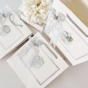Weiß Silber Hochzeit Tasche, Hochzeit Willkommen Tasche, Hochzeit Gefälligkeiten Taschen, Hochzeit Tasche für Gäste, personalisierte Hochzeitsgeschenk Tasche, Dankeschön-Geschenk-Tasche