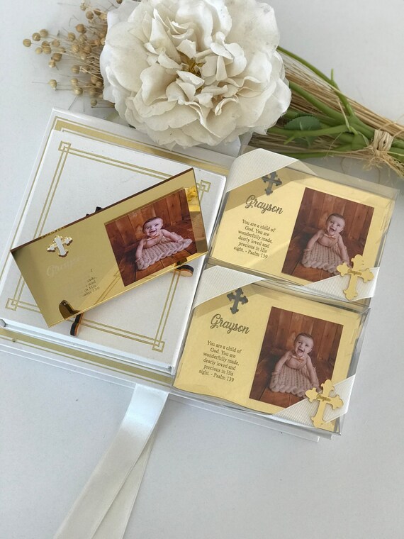 Golden Baptism Favor Personalized Baptism Photo Frame Etsy
