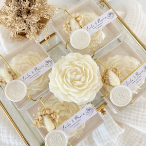 Personalisierte Pfingstrose Hochzeitskerze Favor: Duftende Blume Geschenk
