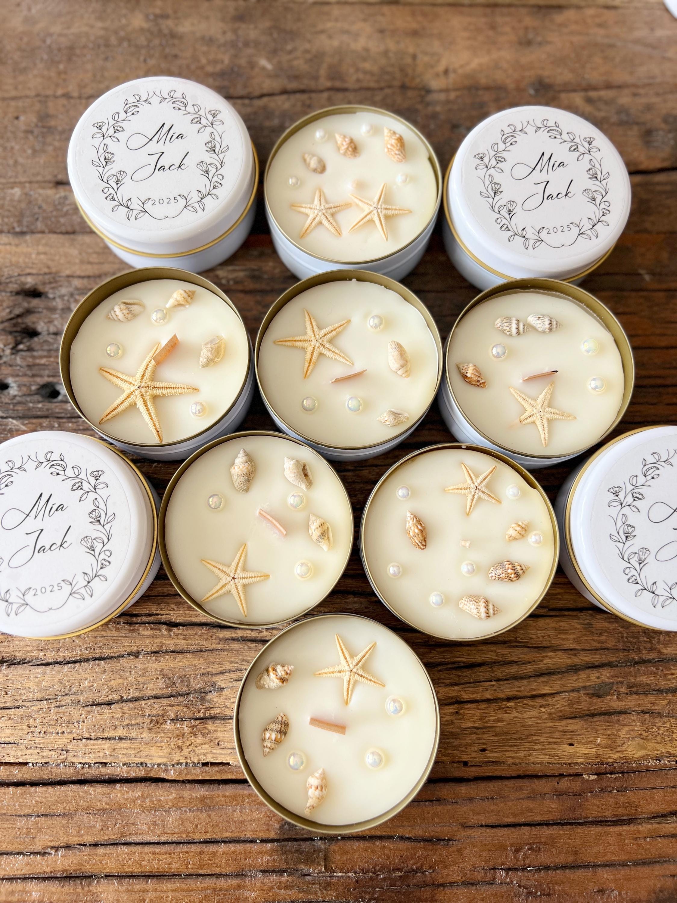 Custom Wedding Candle Favors: Vanilla Scented Soy Wax Candle With Dried ...