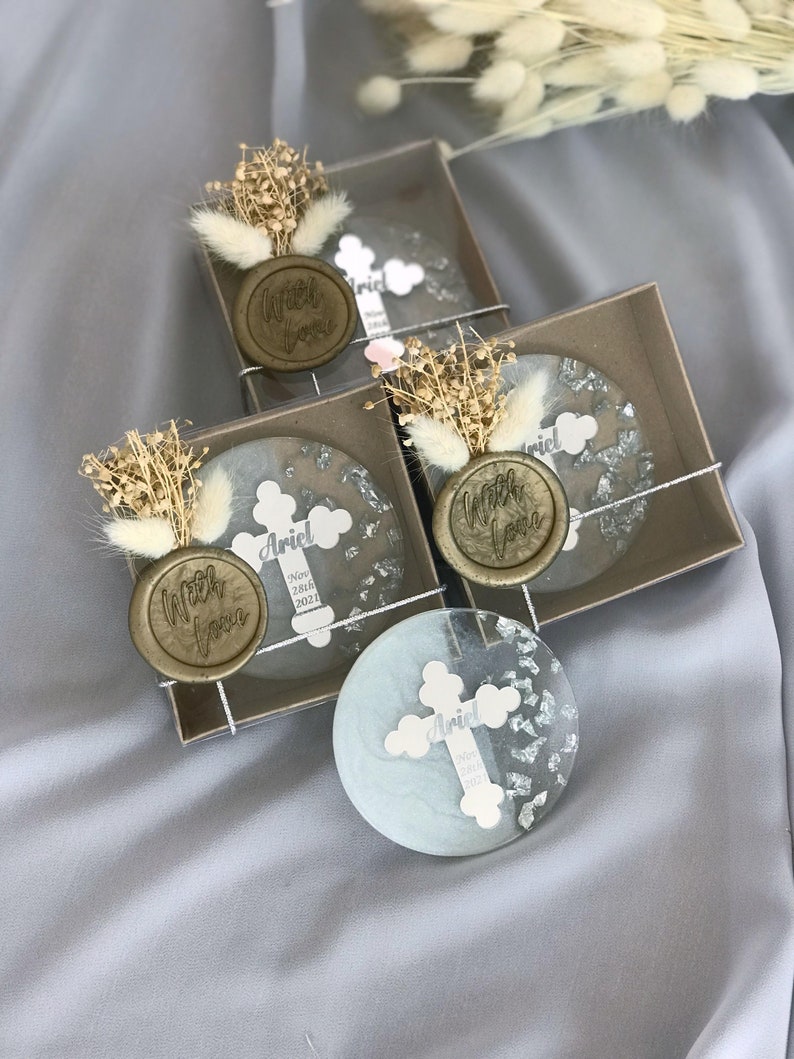 Personalized Luxury Silver Baptism Favor, Custom Baptism Gift For Guest, Baptism Cross, Mi Bautizo, Christening Favors, First Holy Communion image 6