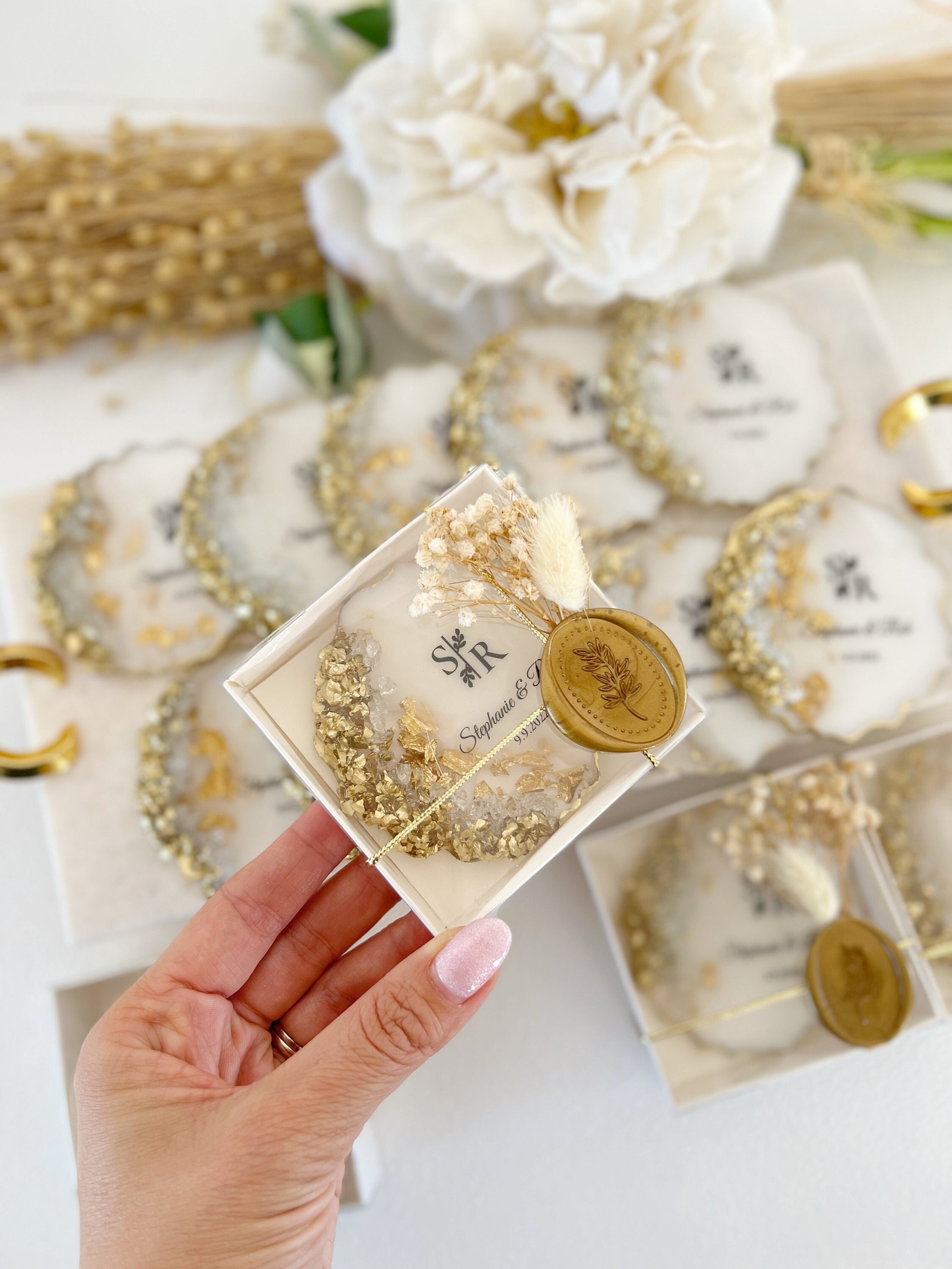 Unique Gold Save the Date Magnet Wedding Magnet Favors