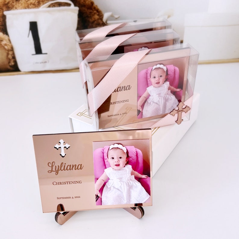 Personalized Rose Gold Foil Baptism Christening Stickers - Party Favor Gift Labels 7 thumbnail image