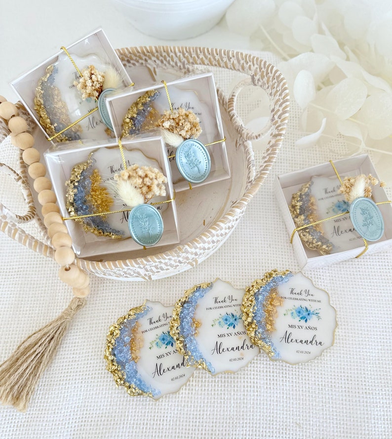 Blue Gold Quinceanera Butterfly Party Favors, Sweet 16 Gifts, Mis Quince Favors, Birthday Party Favors, Sweet 15 Favors, Mis Quince Anos image 2