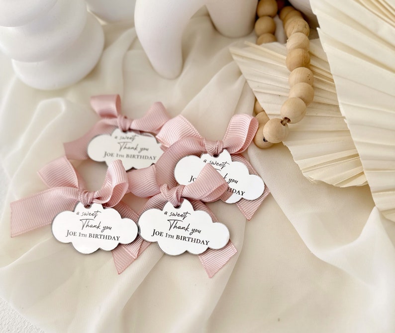 Custom Cloud Party Favor Tag, Baby Shower Favor Tag, Baby Name Tag, Name Label, Birthday Party Favor Tag, Cloud Party Gift, Cloud Name Tag image 1