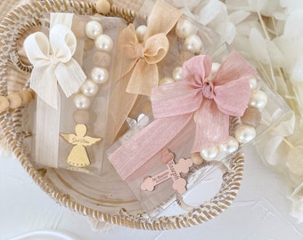 Personalized Mini Wooden Baptism Rosary Favors, First Communion Favors, Mi Bautizo, Unique Baptism Favors, Baptism Gifts, Christening Favors