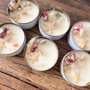 Custom Wedding Candle Favors: Vanilla Scented Soy Wax Candle With Dried ...
