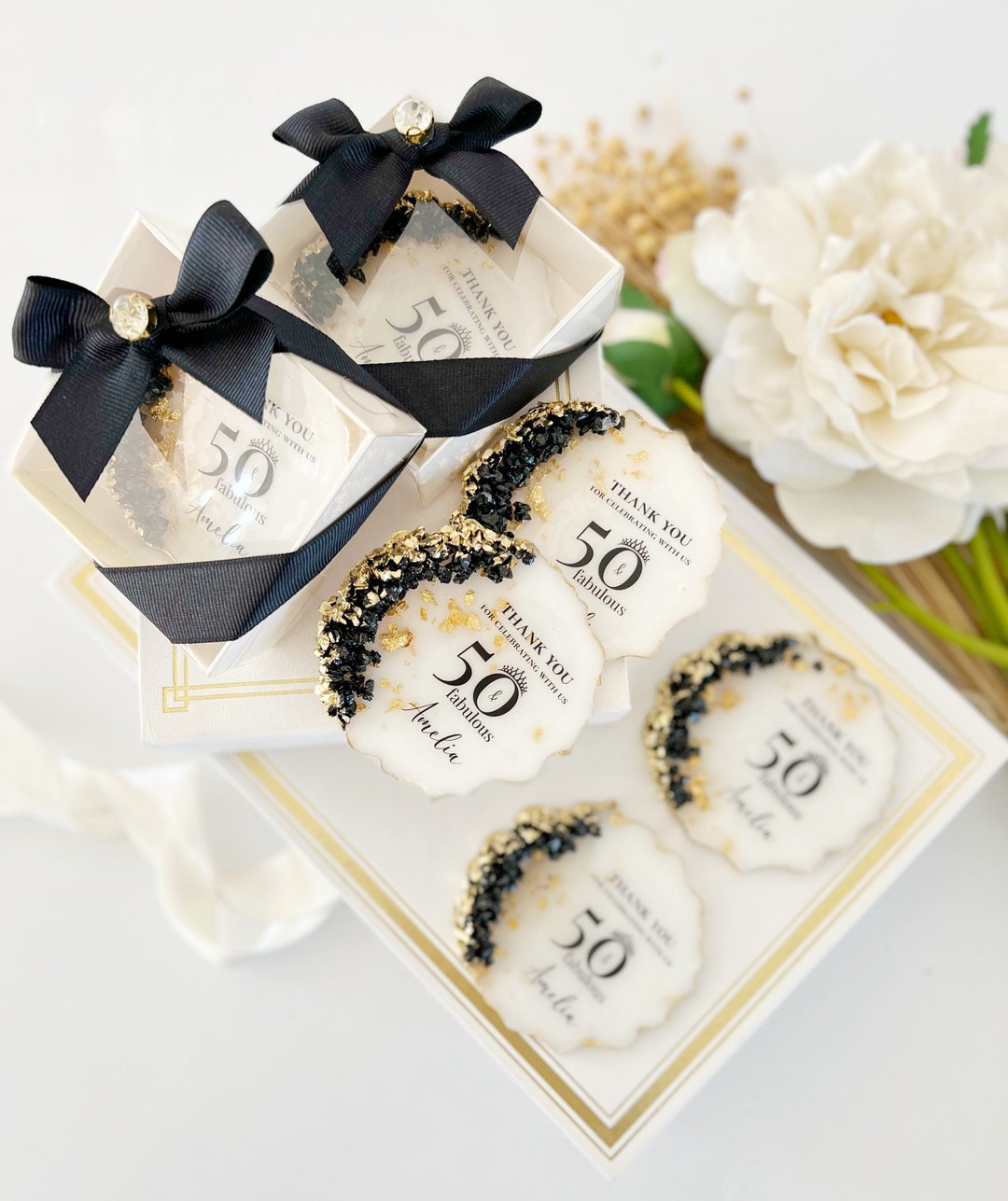 50th Birthday Decorations Black and Gold Party, Birthday Magnet