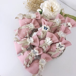 Sacchetti profumati rosa personalizzati, bomboniere per baby shower, bomboniere per battesimo, regali di benvenuto per neonati, bomboniere di compleanno personalizzate, regali per neonati