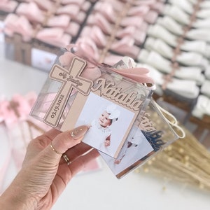 Recuerdo de bautizo personalizado en oro rosa, regalo de bautizo para niña, imán para marco de fotos de bautizo, Mi Bautizo, regalos de bautizo, recuerdos de primera comunión