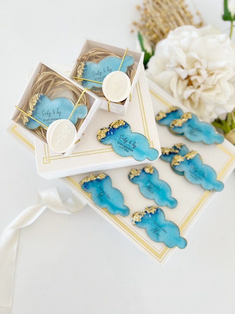 Custom Baby Shower Magnet Favors, Baby Shower Thank You Favor, Cloud Party Favors, Baby Girl Welcoming Gift, Welcome Baby Favor, For Guest image 1