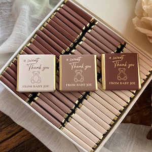 Cioccolatini a forma di orsetto di peluche personalizzati per baby shower, cioccolatini a forma di orsetto di peluche per dolci bomboniere di ringraziamento, bomboniere per baby shower, cioccolatini di compleanno