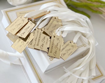 Custom Acrylic Mirror Tags, Wedding Tags For Favor, 20 pcs, Custom Luxury Mirror Tag, Tags For Engagement, Luxury Favor Tags Personalized
