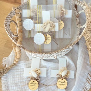 Calamita in resina epossidica fatta a mano con fiori secchi, regalo di battesimo per bambina e bambino, bomboniere per il battesimo, Mi Bautizo