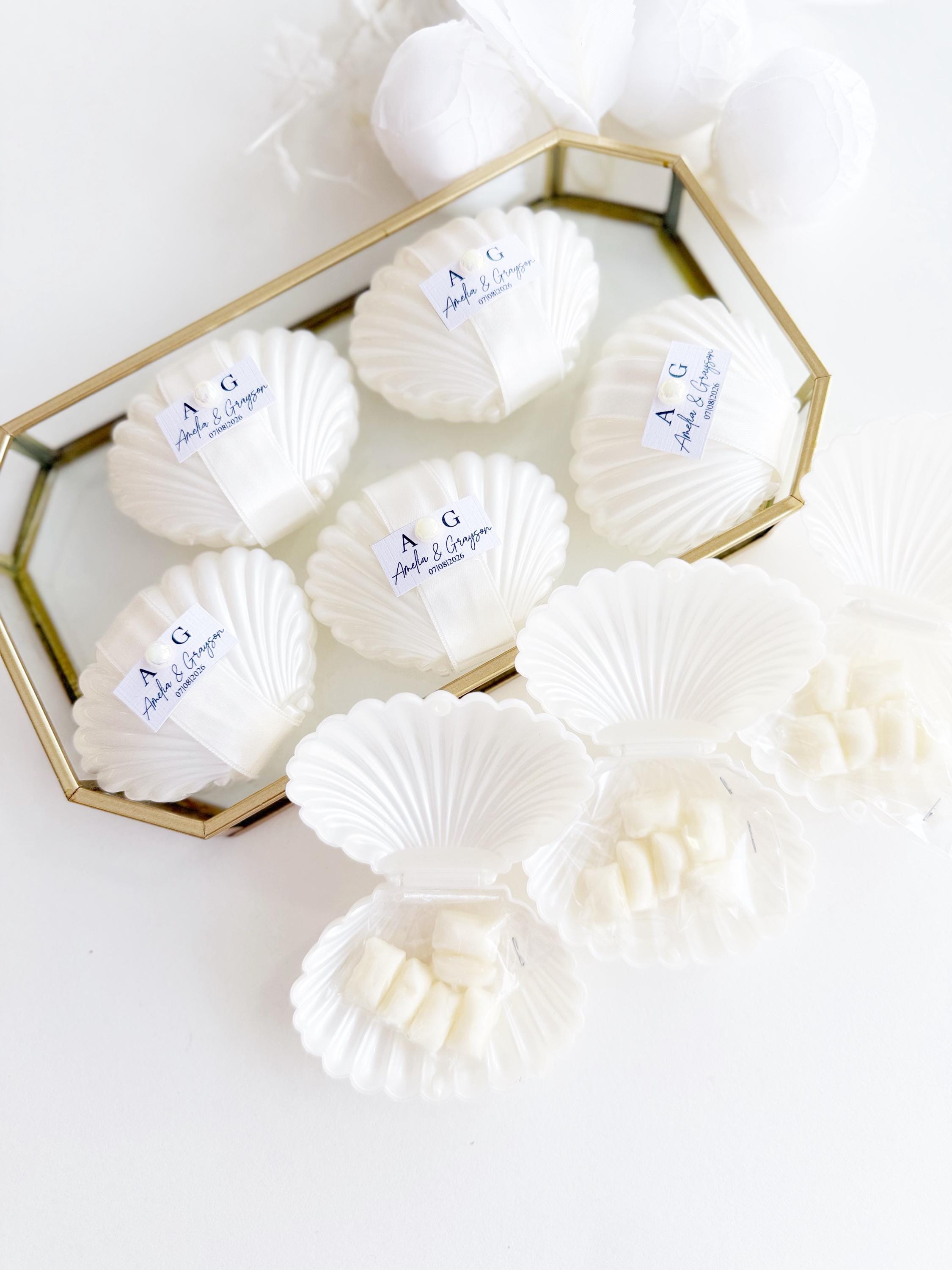 Custom Shell Wedding Favors, Elegant White Seashell Wedding Candy Boxes ...