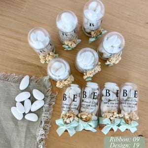 Wedding Candy Gift with Custom Label, Elegant Save The Date Favor Tubes, Personalized Save the Date Candy Bottles, Candy Gift For Guests