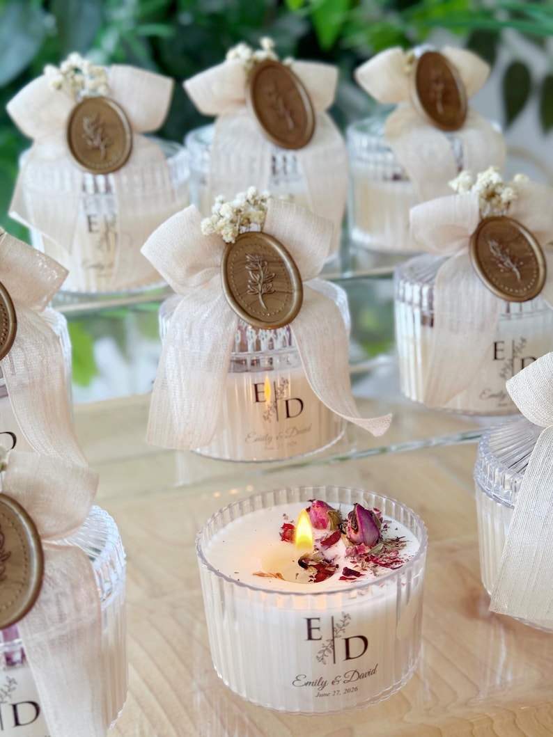 Personalized Floral Candle Favor, Wedding Guest Gift, Bridal Shower ...