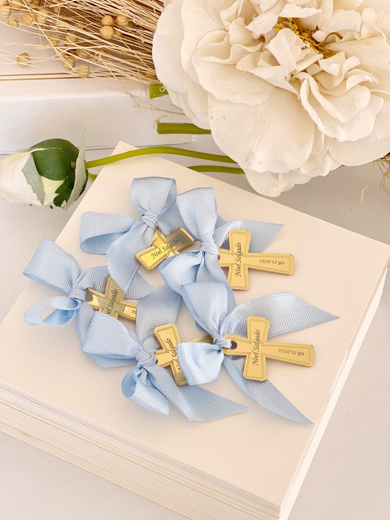 Personalized Baptism Favor Tag, Name Tag, Arcylic Baptism Tags, Gold Bless Labels, Lettering Name Logo, Christening Favors, 20pcs Mirror Tag image 8