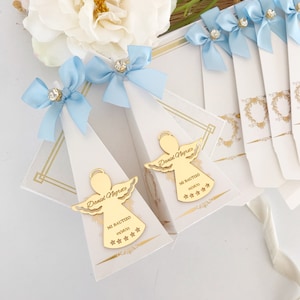Boîtes de faveur de baptême d’ange, boîte-cadeau vide pour le baptême, boîte-cadeau de baptême personnalisée, boîte à bonbons, décorations de baptême, cadeau de première communion