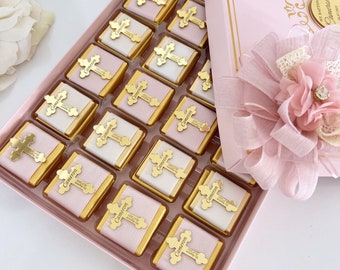 Custom Baptism Chocolate Favors, Pink Baptism Favors, Christening Favors, Baby Shower Chocolate Favors, Personalized Chocolate Box
