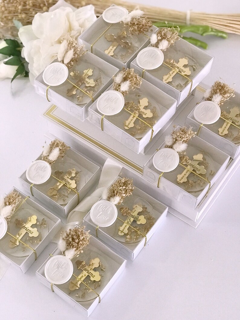 Personalized Luxury Golden Baptism Favor Baptism Favors Etsy