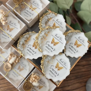 Recuerdos de quinceañera dorados, regalo de mariposa, recuerdos de quinceañera, regalo personalizado de quinceañera, imán de mariposa, recuerdos de Mis años