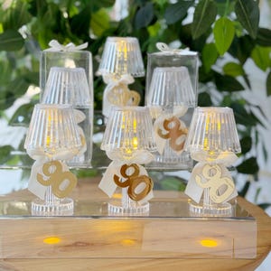 Personalized Birthday Guest Gifts Mini Led Lamp Favors, Elegant Table Decor, Adult Party Favor, 30th, 40th, 50th, 80th, 90th, 100th Birthday
