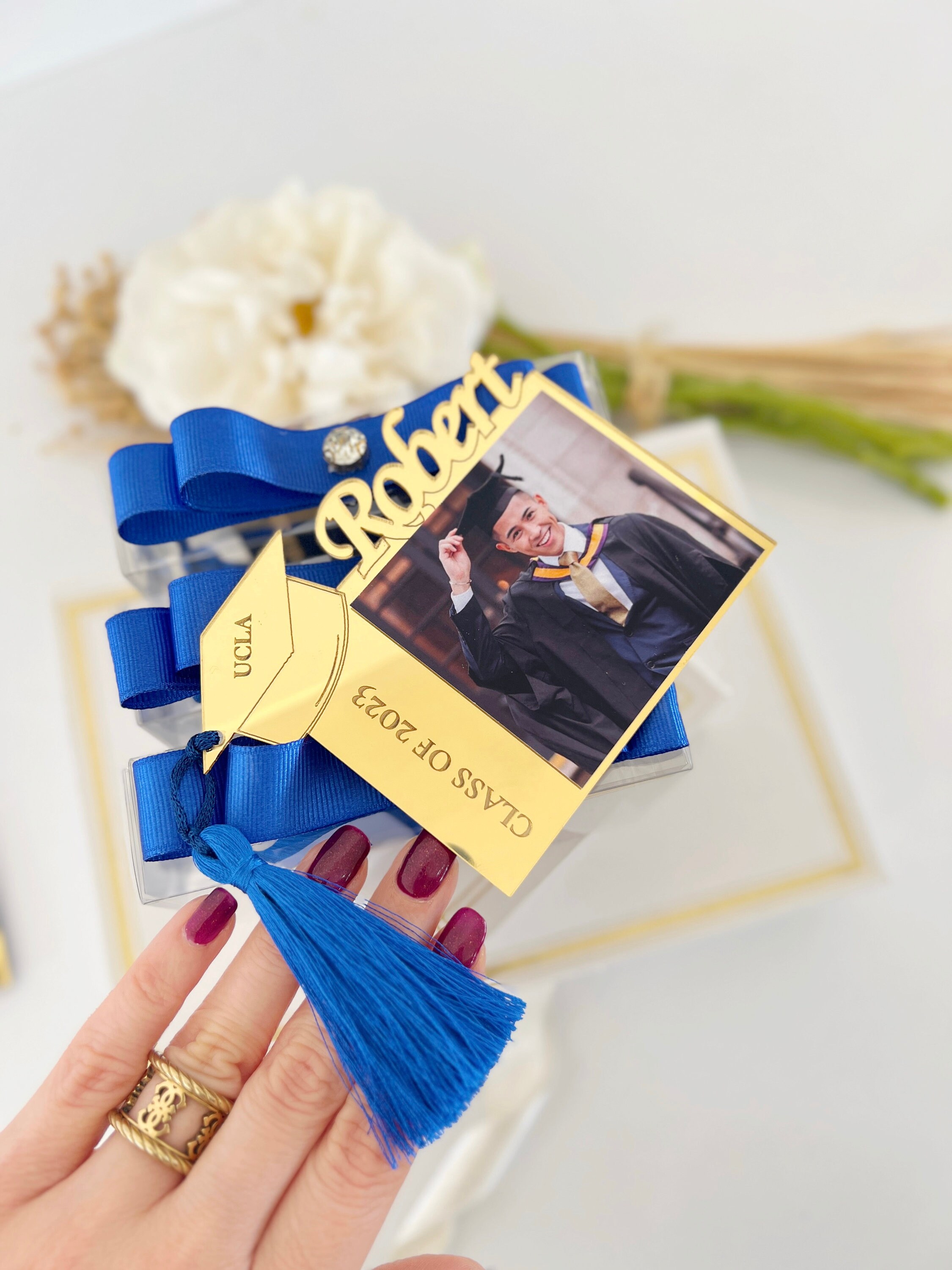 Graduation Photo Frame Magnet, Class of 2025, Personalized Gift, Graduation Cap, Graduation Decoration, High School College Graduation Gift