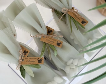 Personalized Olive Branch Baptism Favors: Sugared Almond Christening Gift