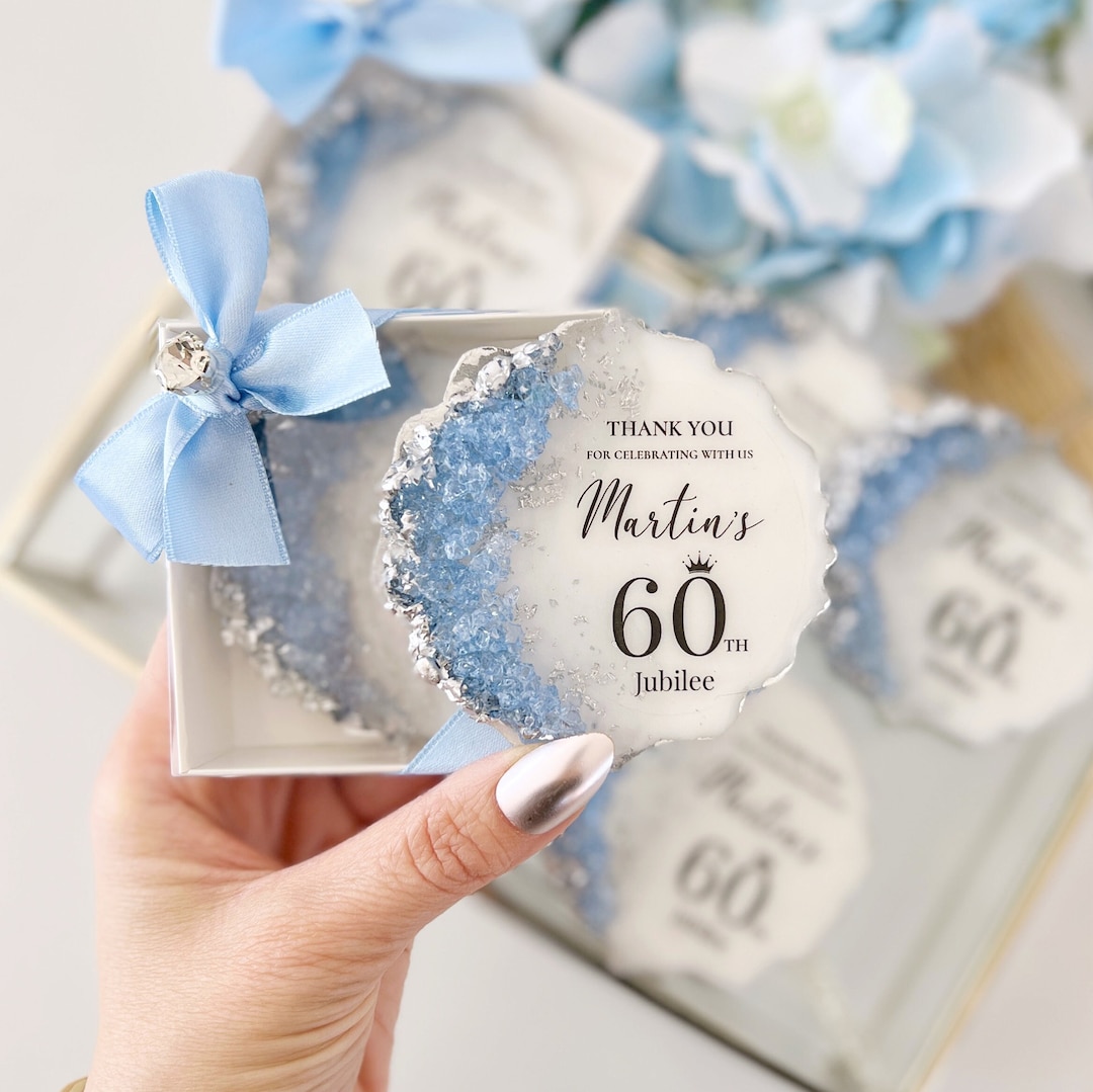 Buy Personalized Adult Birthday Magnet Favors: Blue Silver Epoxy Resin  Online in India