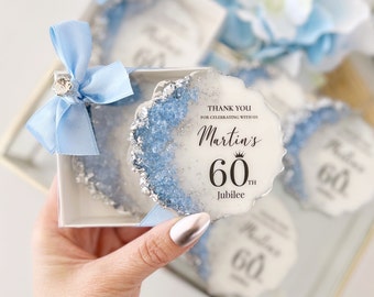 Adult Party Favor, Blue and Silver Party Decor, Birthday Magnet, Personalized 30th, 40th, 50th, 80th, 70th, 90th, 100th Birthday Party Favor