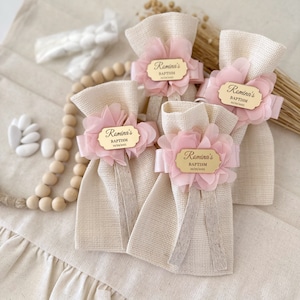 Personalisierte Taufe Tasche Bevorzugungen, Taufgeschenk für Mädchen, Taufdekorationsbeutel, Erstkommunion Geschenk, Taufe Bestätigung Gastgeschenke