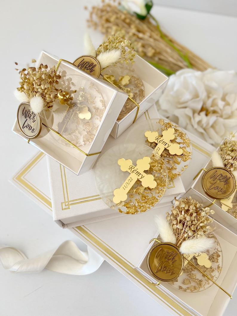 Personalized Luxury Golden Baptism Favor Baptism Favors Etsy