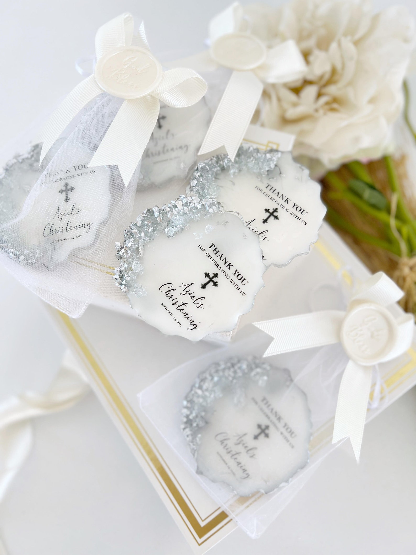 Personalized Silver Baptism Favor Baptism Epoxy Etsy