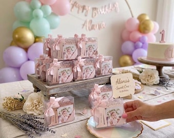 Personalized Rose Gold 1st Birthday Photo Frame Magnet Favors