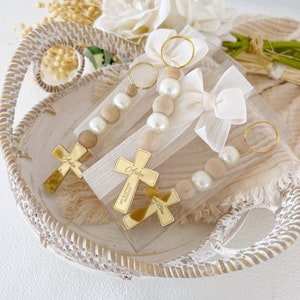 Favores personalizados de llavero de bautismo de madera mini, favores de primera comunión, mi bautizo, favores de bautismo únicos, regalos de bautismo